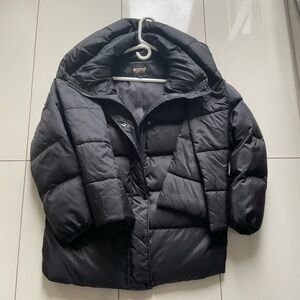 MISSPAP BLACK WINTER PUFFER JACKET WITH MATCHING SCARF